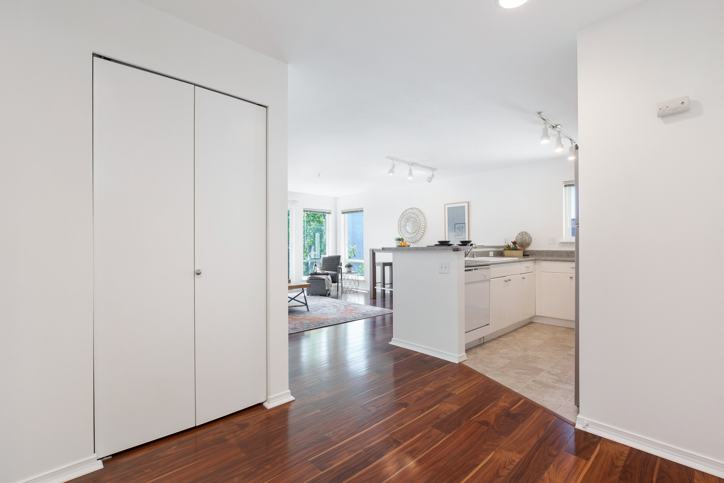  Enter into the open layout with laminate hard surfaced floors. 