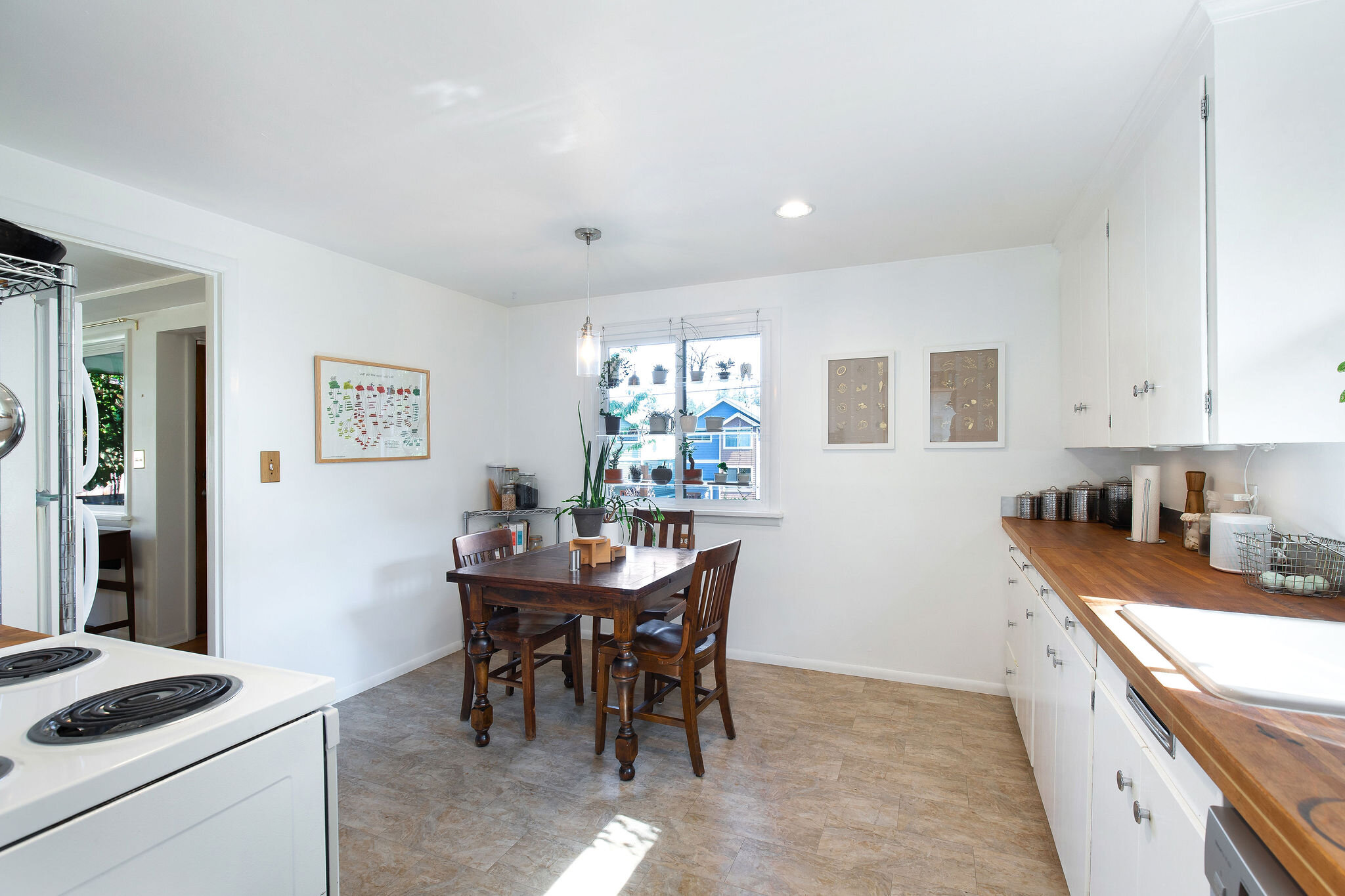  Plenty of room to fit a 4-person table for in-kitchen dining. 