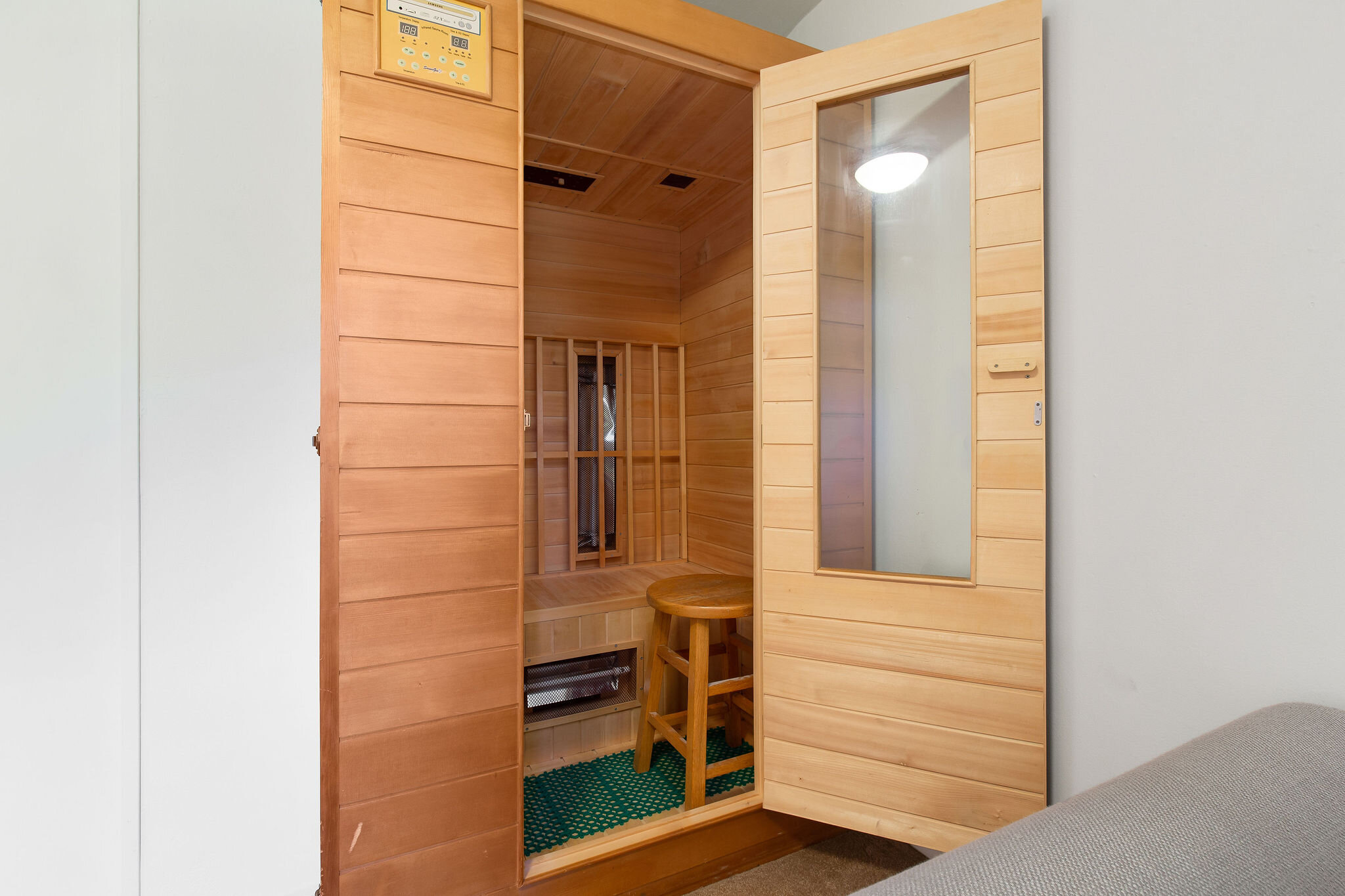  A wonderful treat to get warm and cozy in the wood/infrared sauna. 