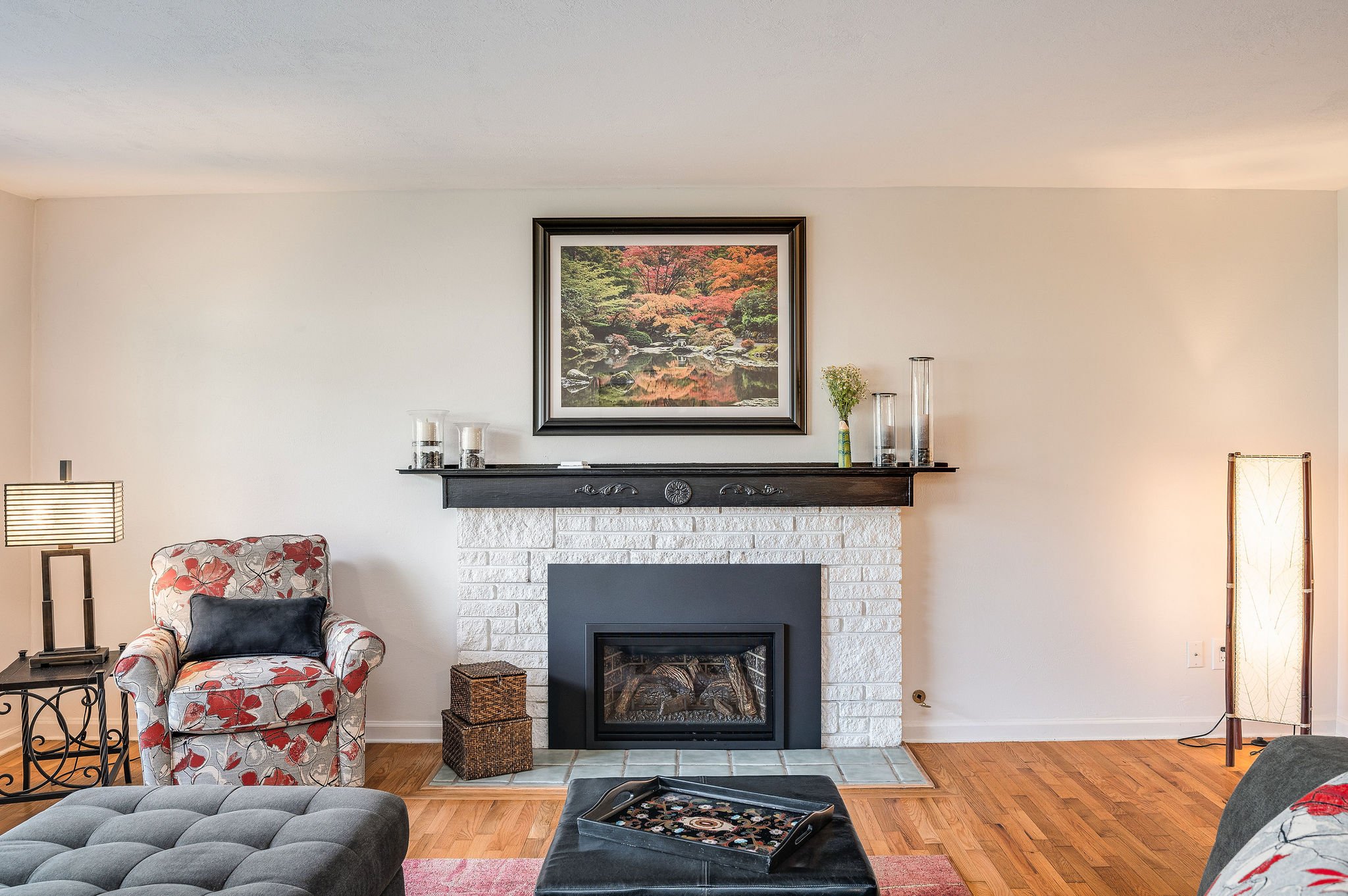 The sleek and modern gas fireplace was installed in 2021.