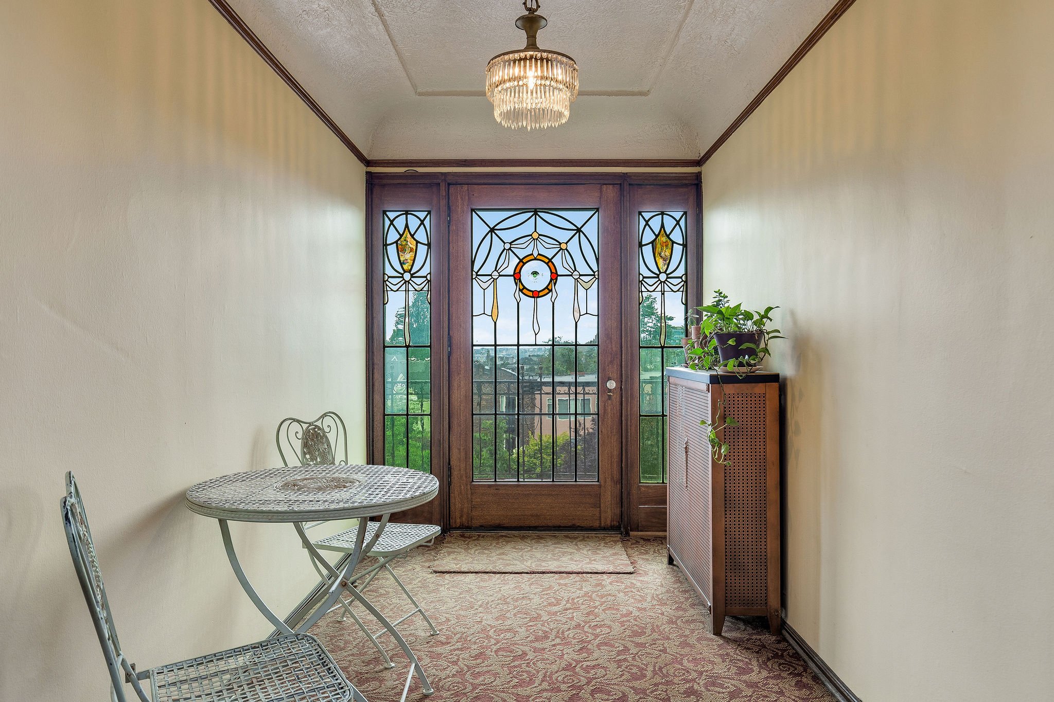 The 4th floor seating area just down the hall that goes out onto the communal balcony. 