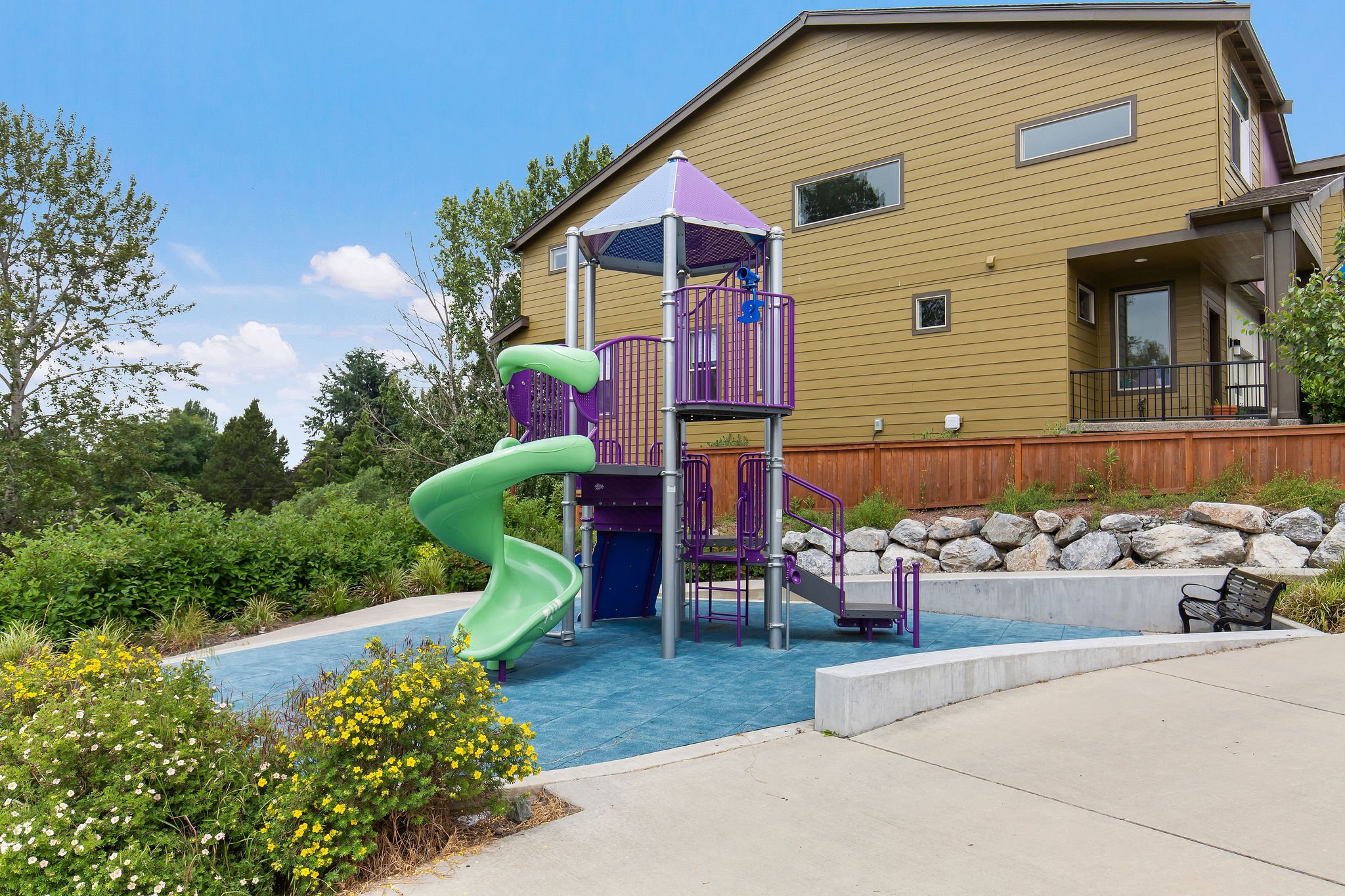  image description: view of townhouse play structure  