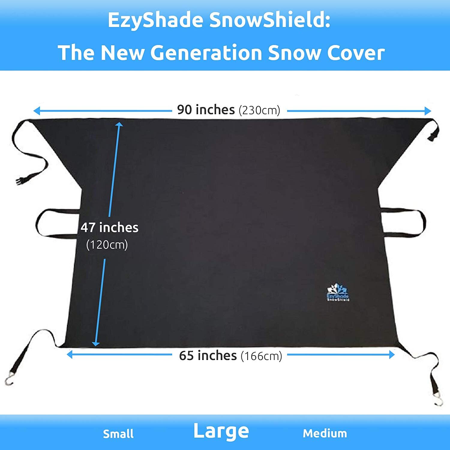 L Keeps Snow and Ice Off See Size-Chart with Your Vehicle for Custom-Like Fit Size Max EzyShade Windshield Snow Cover No Scratchy Magnets Highest Durability Waterproof Fabric Bonus Item