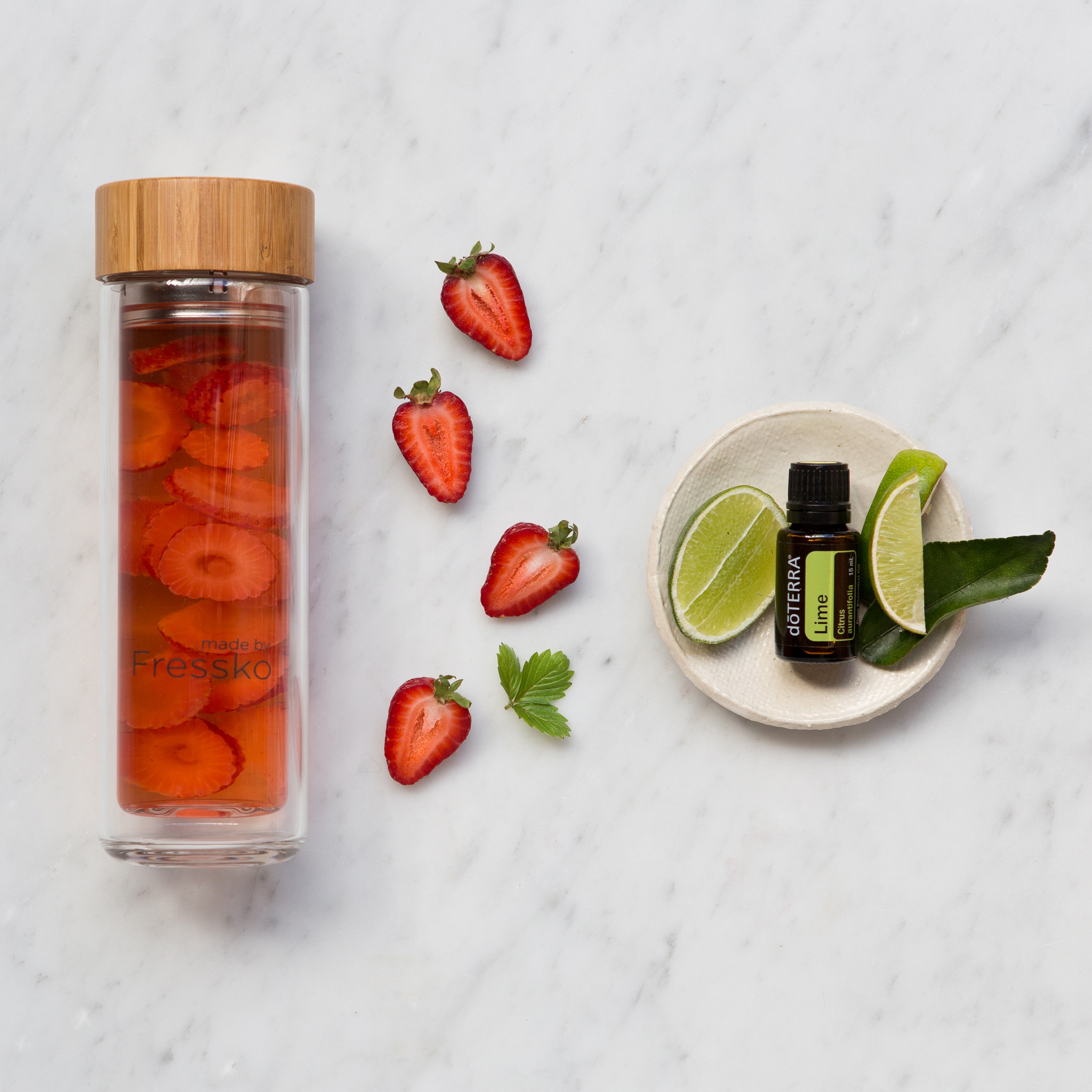 Lime Oil + Strawberry Iced Tea