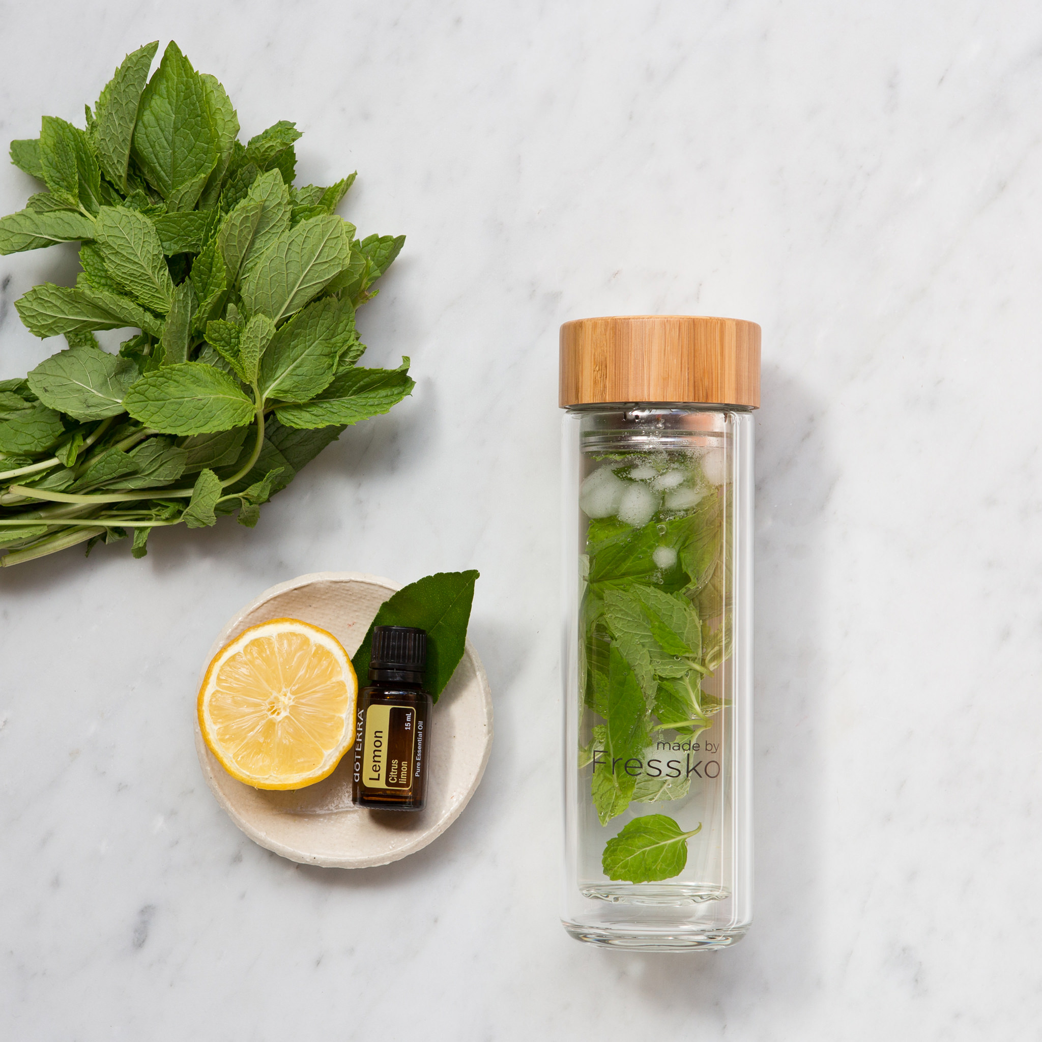 Lemon Oil + Mint Iced Tea