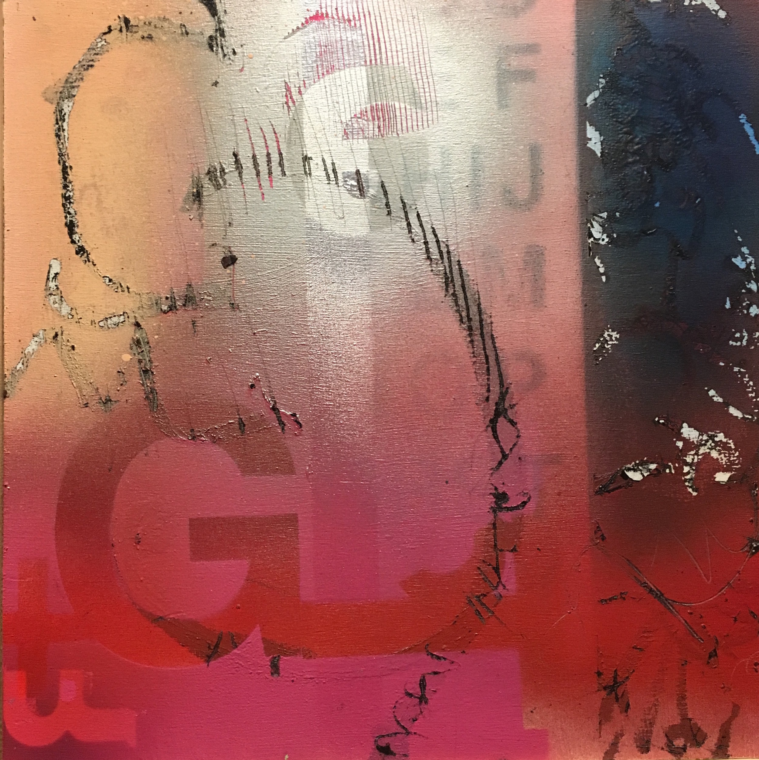 Glam 12"x12" mixed media on wood panel