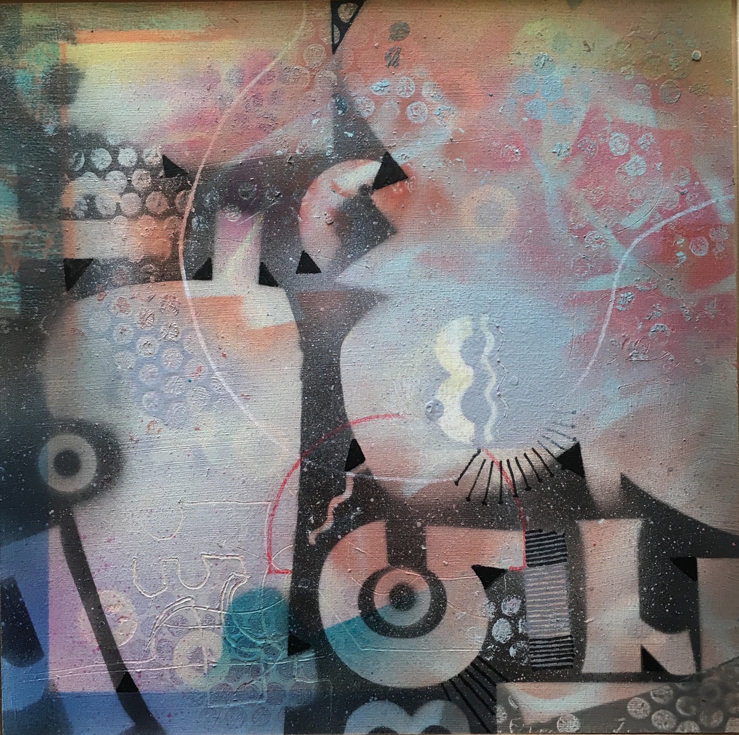 Subway Jive 12"x 12" mixed media on wood panel