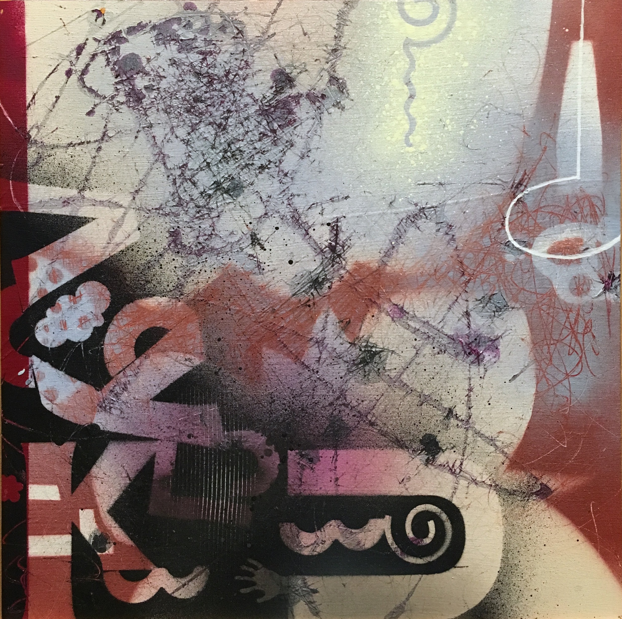 Hit Send 12"x 12" mixed media on wood panel