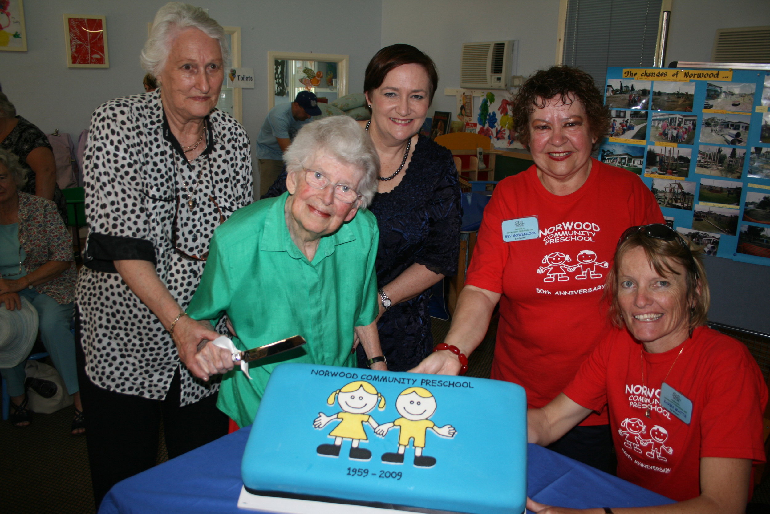 IMG_3607 Norwood Preschool 50th Sat 14 Nov 2009 L-R Carlene Smith Dorothy Bannister Judy Hopwood Bev Gowenlock Karin Watts photo Mick Gallagher Mt Colah.jpg