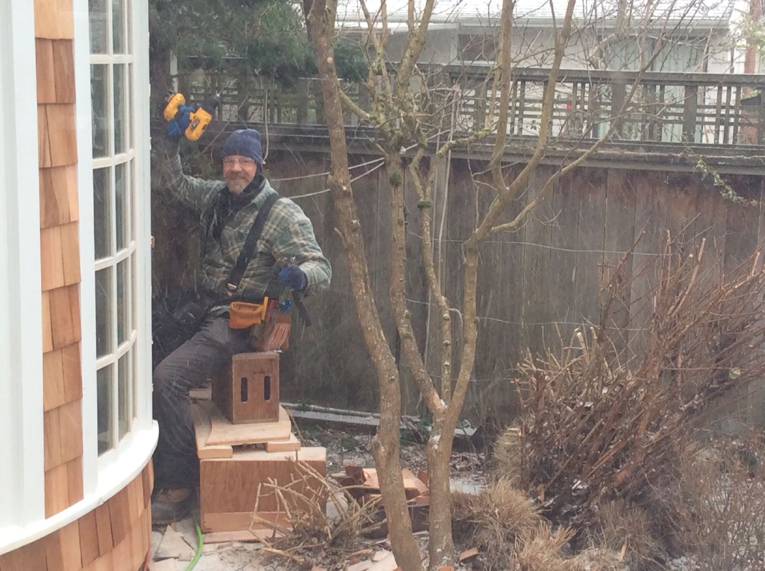 I shingled in the snow.