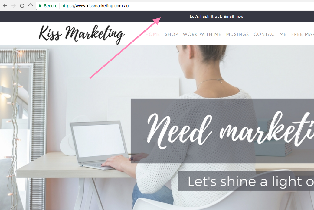 Announcement bar Squarespace