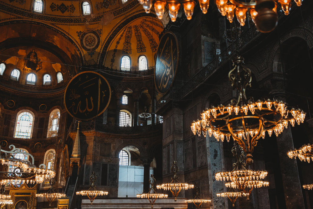 gorgeous lamps Inside Hagia Sofia Istanbul