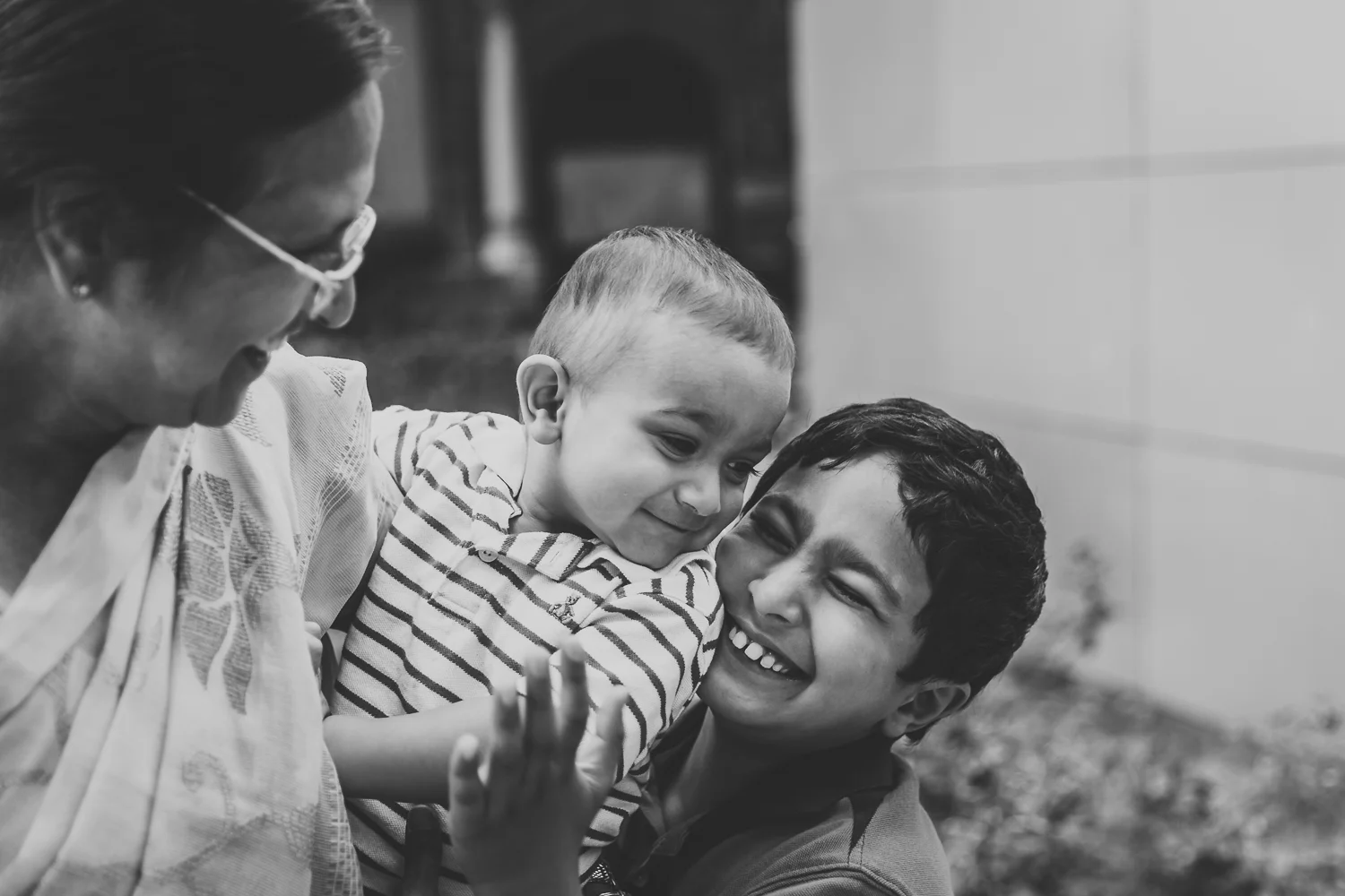 boys playing with granny