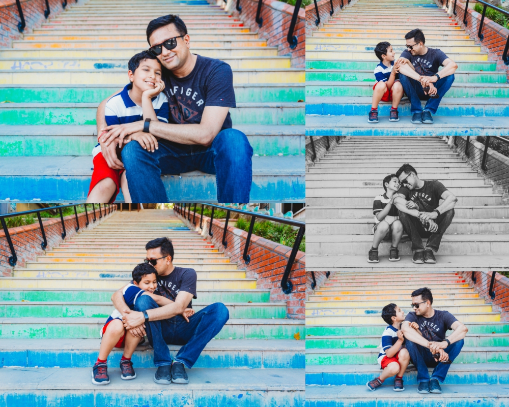 dad and son share loving moments