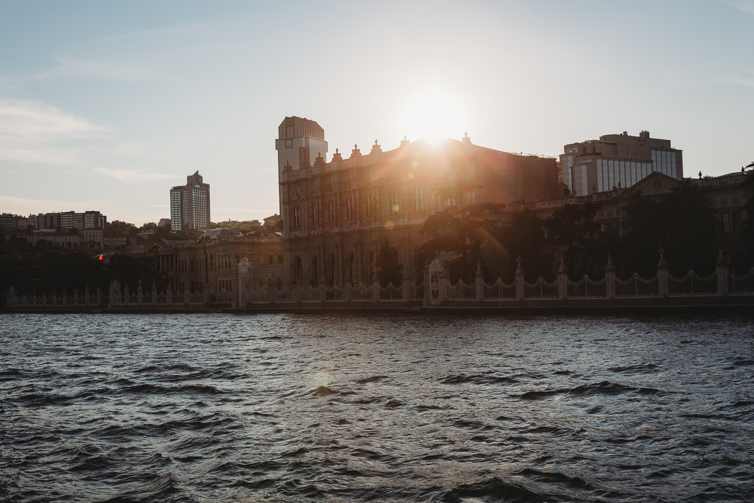 evening sun shining over istanbul