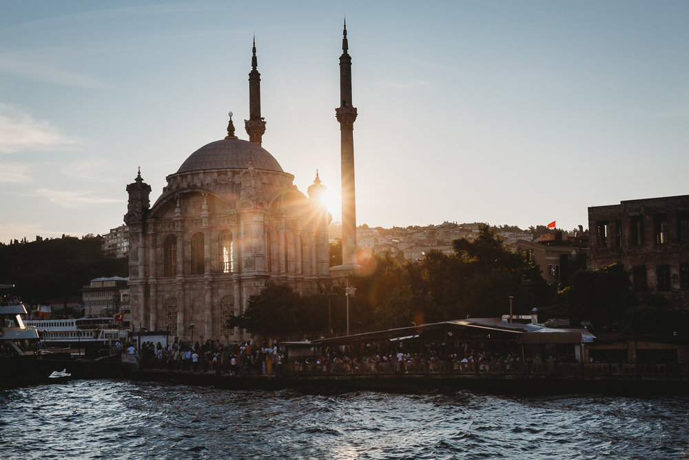 evening sun shining over istanbul