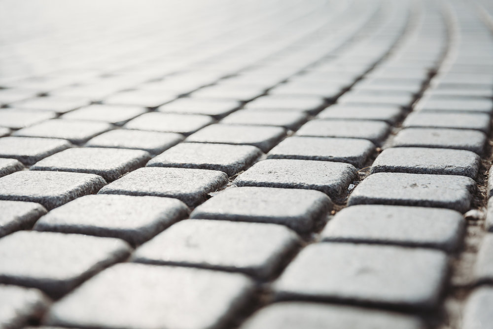 pebbled road close up