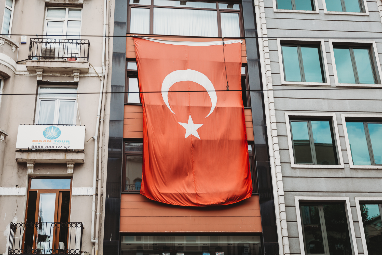 Flag of turkey on building