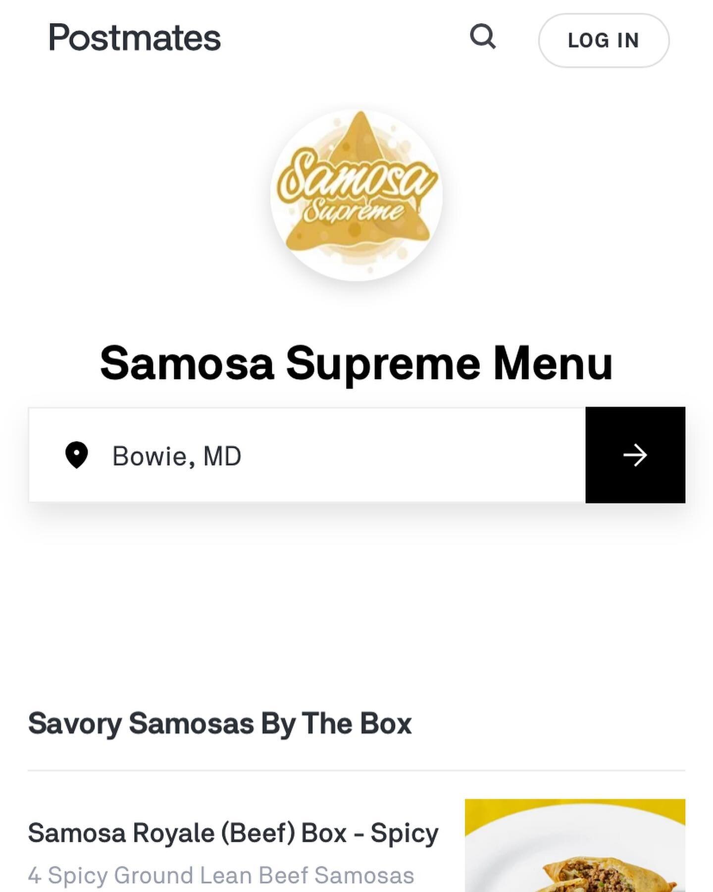 Samosa Supreme is now officially offering delivery through @postmates !! Visit our website and hit THAT delivery link 🎉🚴🏾&zwj;♂️