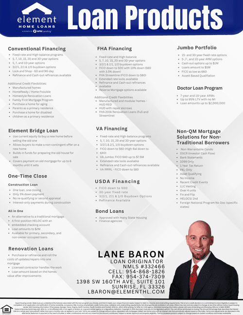 Loan products overview template preview