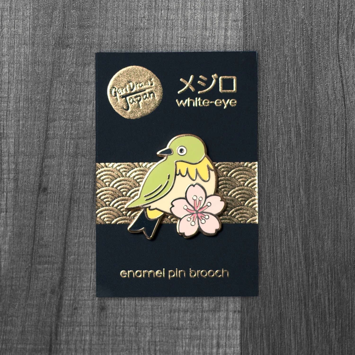 Japanese White Eye Bird Enamel Pin Brooch — Geri Draws Japan