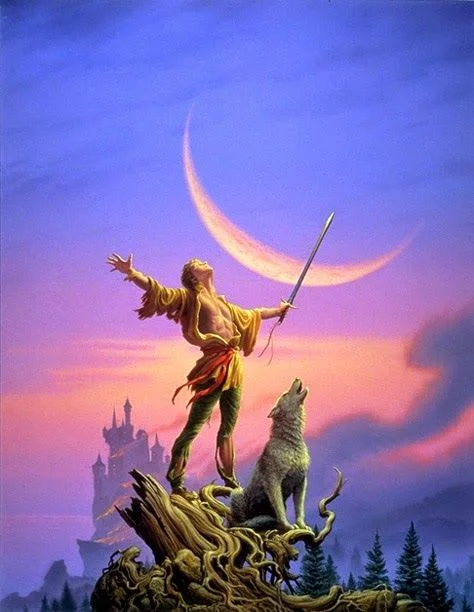 Cover art by Michael Whelan for the US edition of 'Royal Assassin', book 2 of the 'Farseer Trilogy' by Robin Hobb.