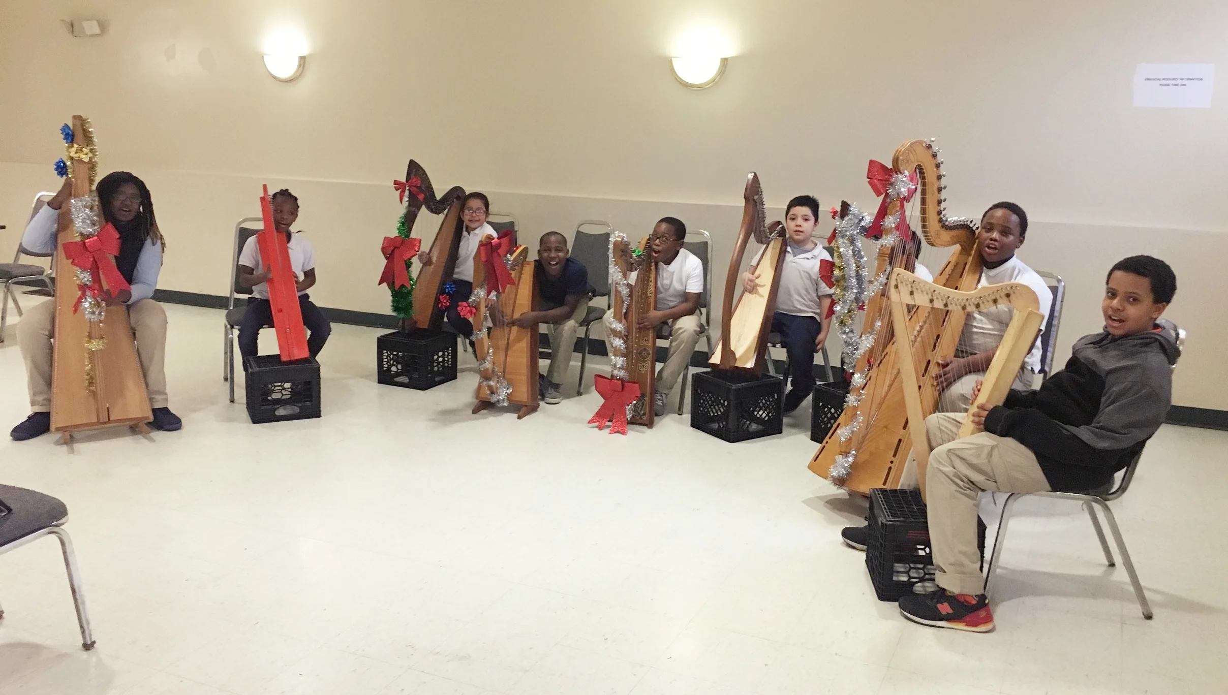Druid Heights Harp Class with Highlandtown Elementary ORCHkids combined rehearsal