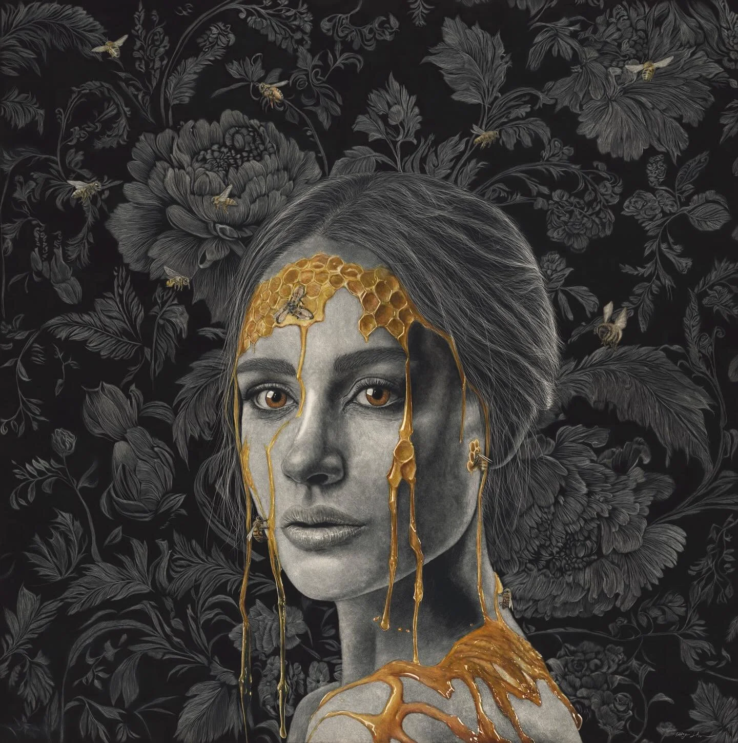 Primordial Daughters I | Goddess of Honey and Shadow
24&rdquo; x 24&rdquo; Scratchboard

I took a road trip up to Richmond to have this piece professionally scanned by @keithfabry because I just wasn&rsquo;t satisfied with the quality I was getting o