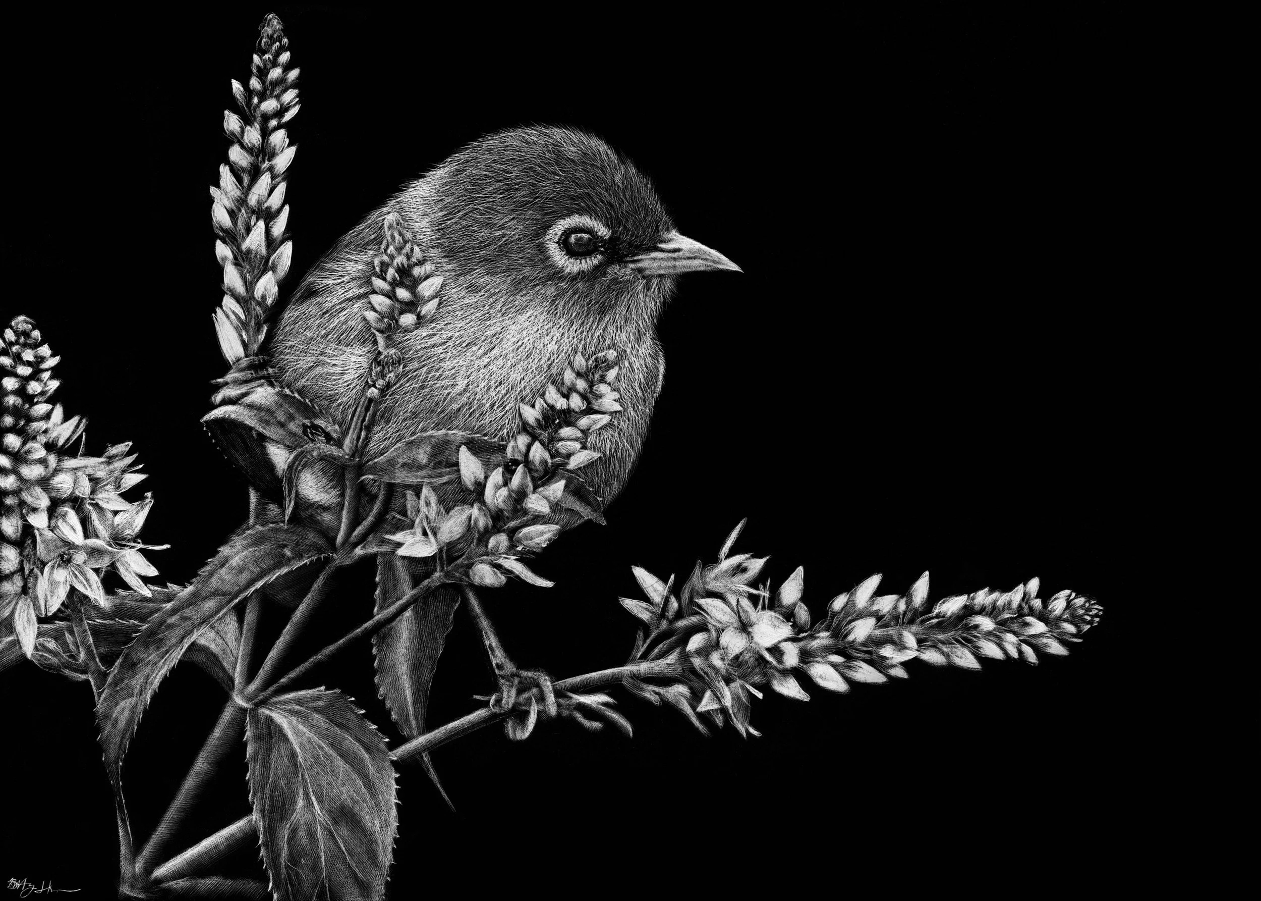 Perched Among Blooms