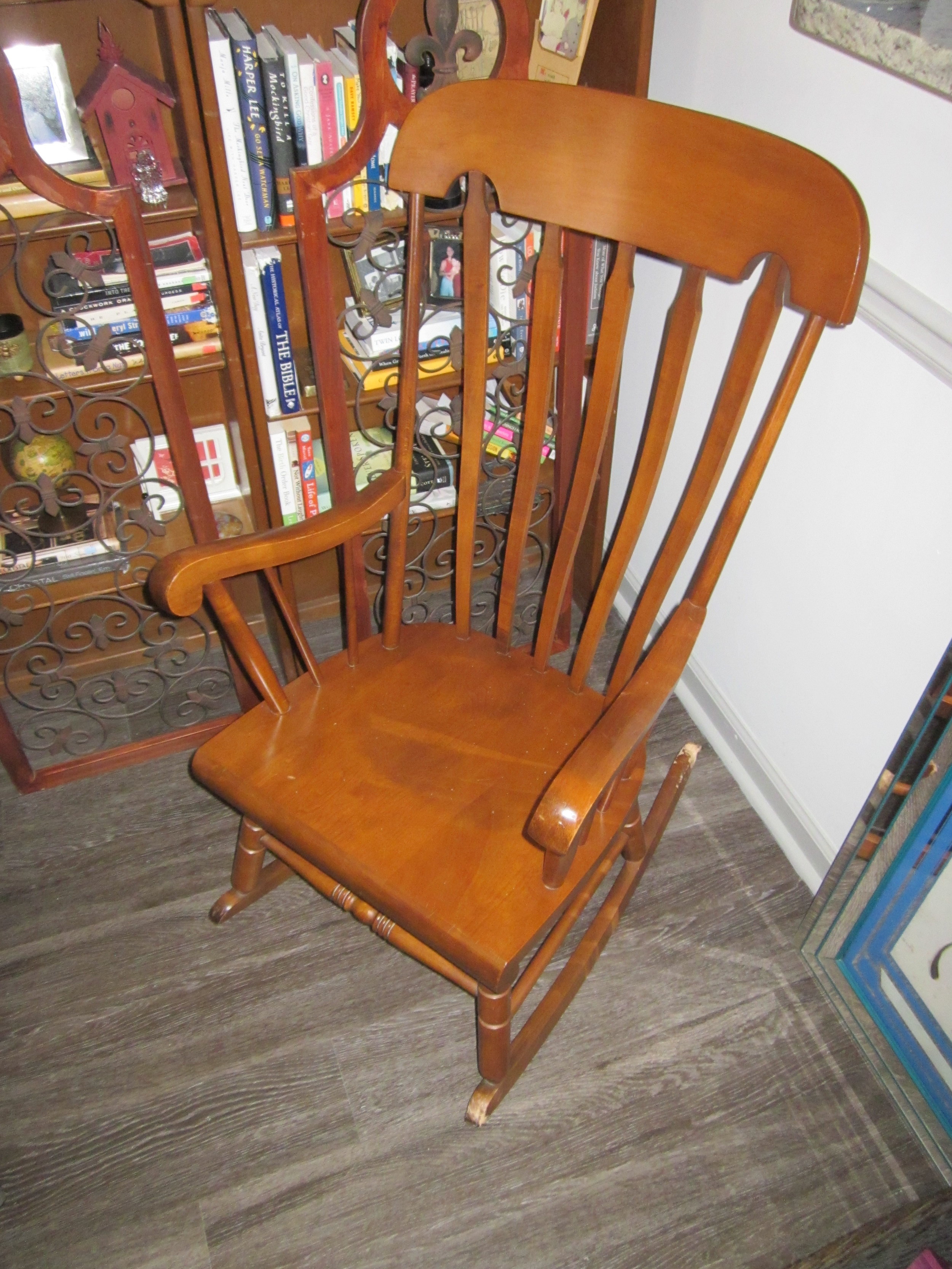 Two wooden rocking chairs