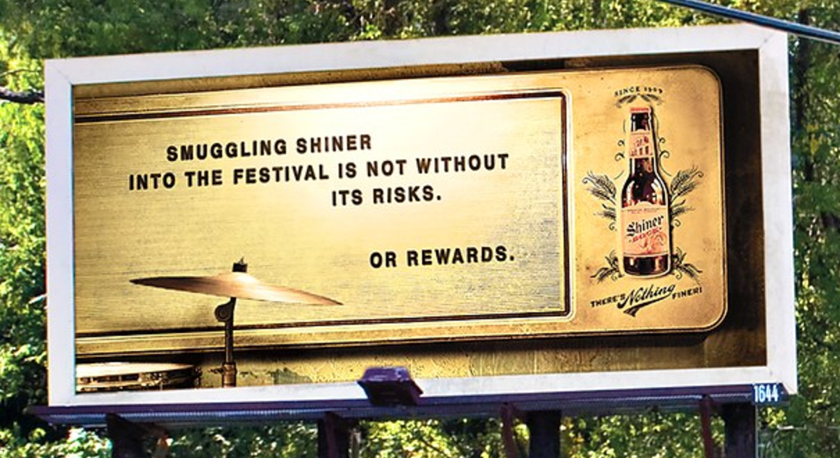 We arranged to have our Day One board replaced with a new message to potential beer smugglers on Day Two.