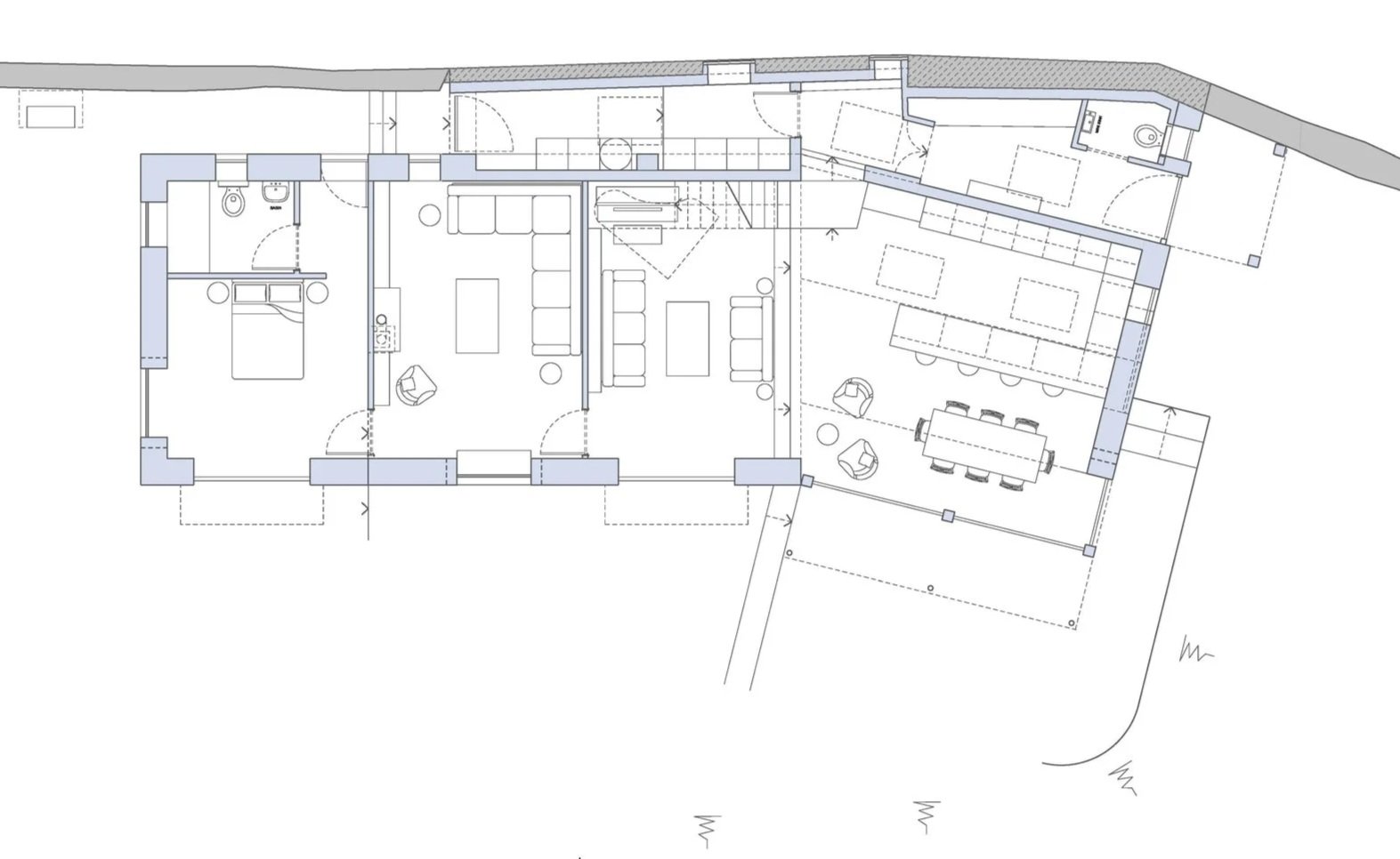 Ground Floor Plan drawing of new contemporary cotswold dwelling