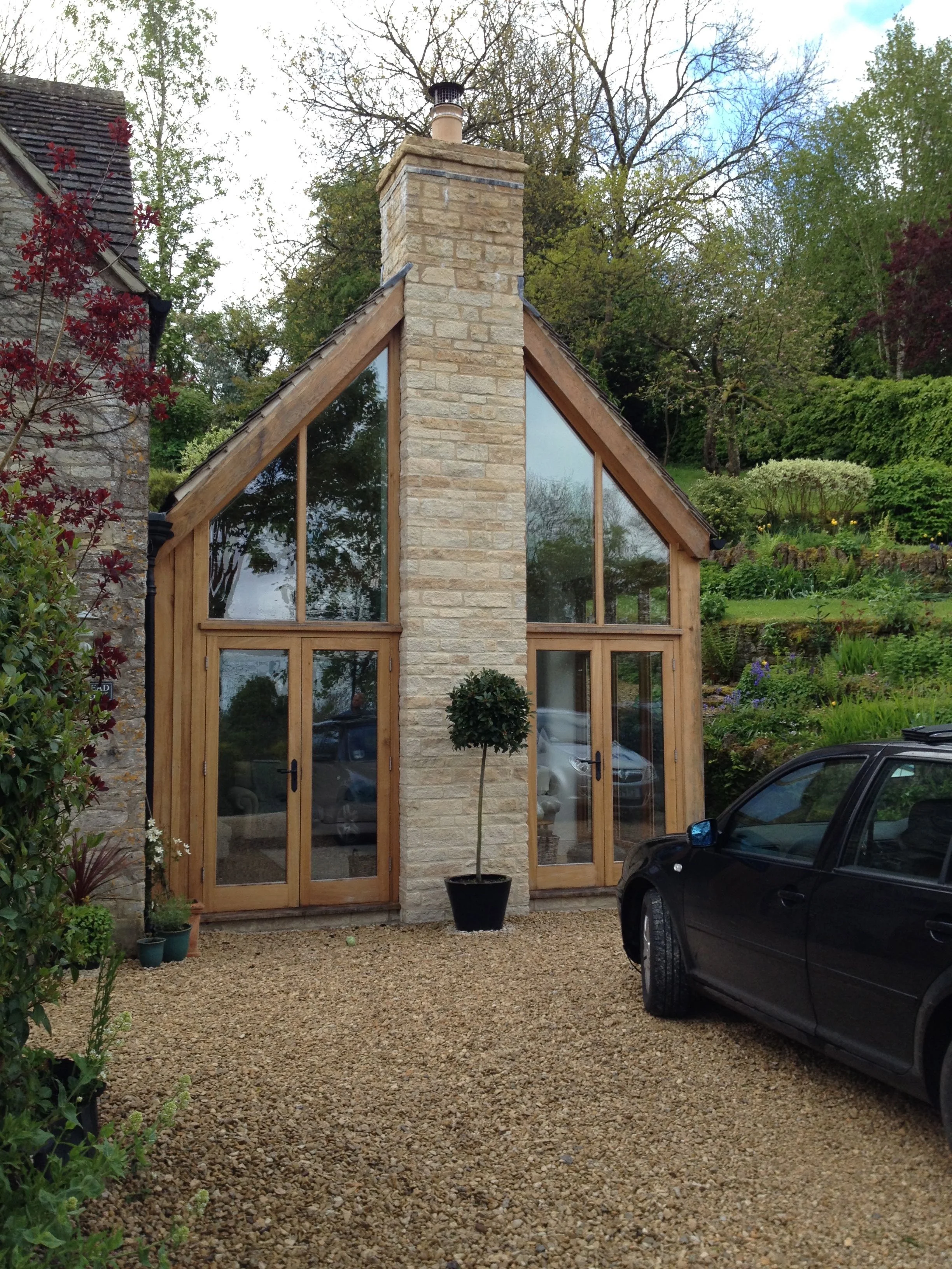 oak and glass extension to house in cotswolds stroud gloucestershire