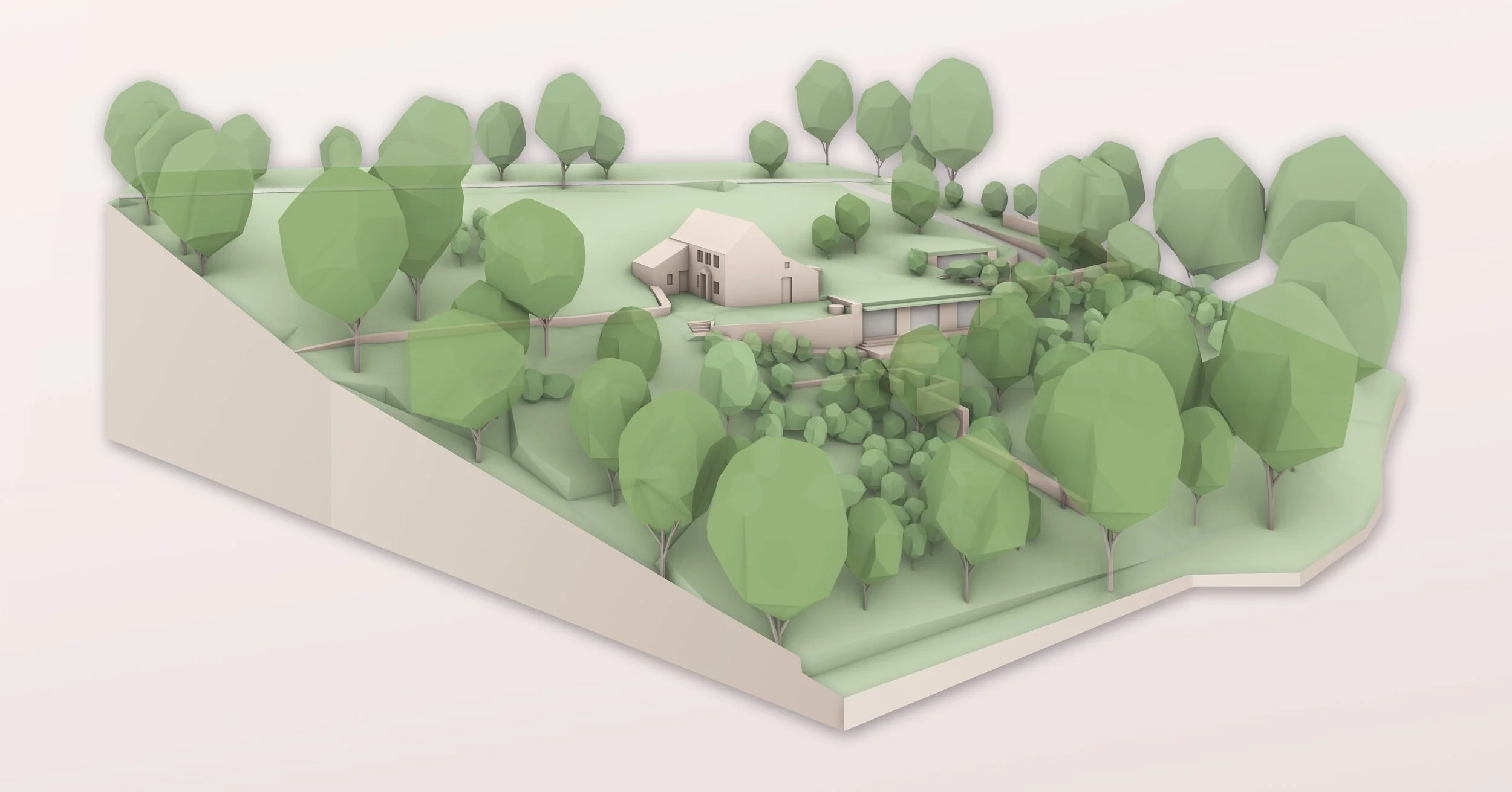 Birdseye view of new underground house in stroud, Cotswolds