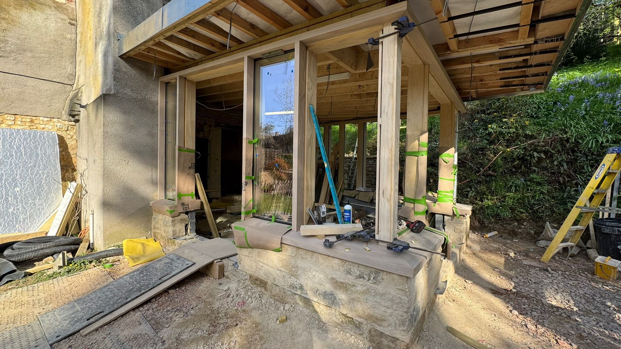 contemporary glazed extension with timber windows by stroud architecture practice, gransmore architects
