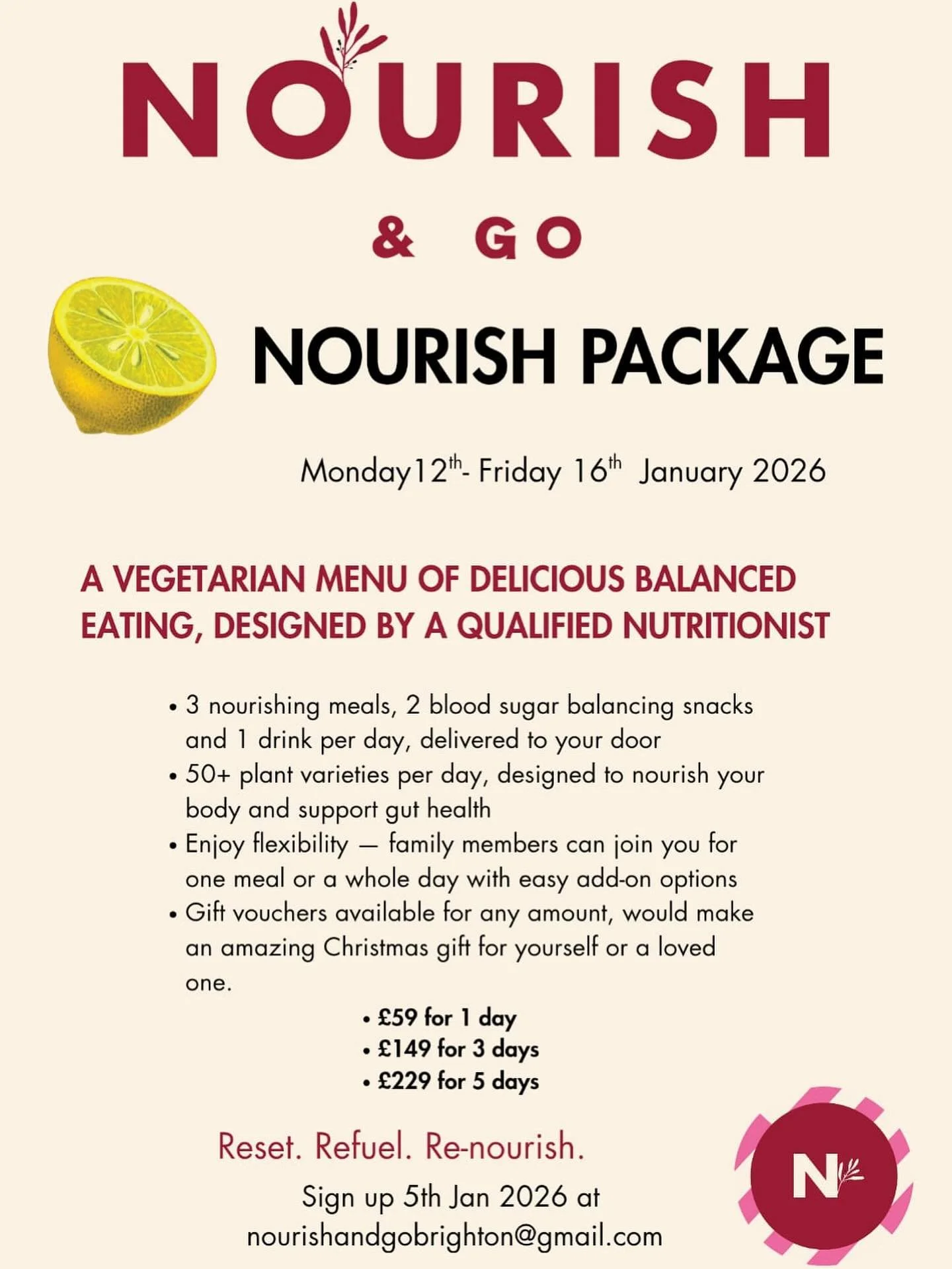 Our January Nourish Package is booking up 🫜 DM us if you&rsquo;re interested to book or find out more. We&rsquo;re offering 10% off if booked before 15/12/25. We can&rsquo;t wait to hear from you 💕