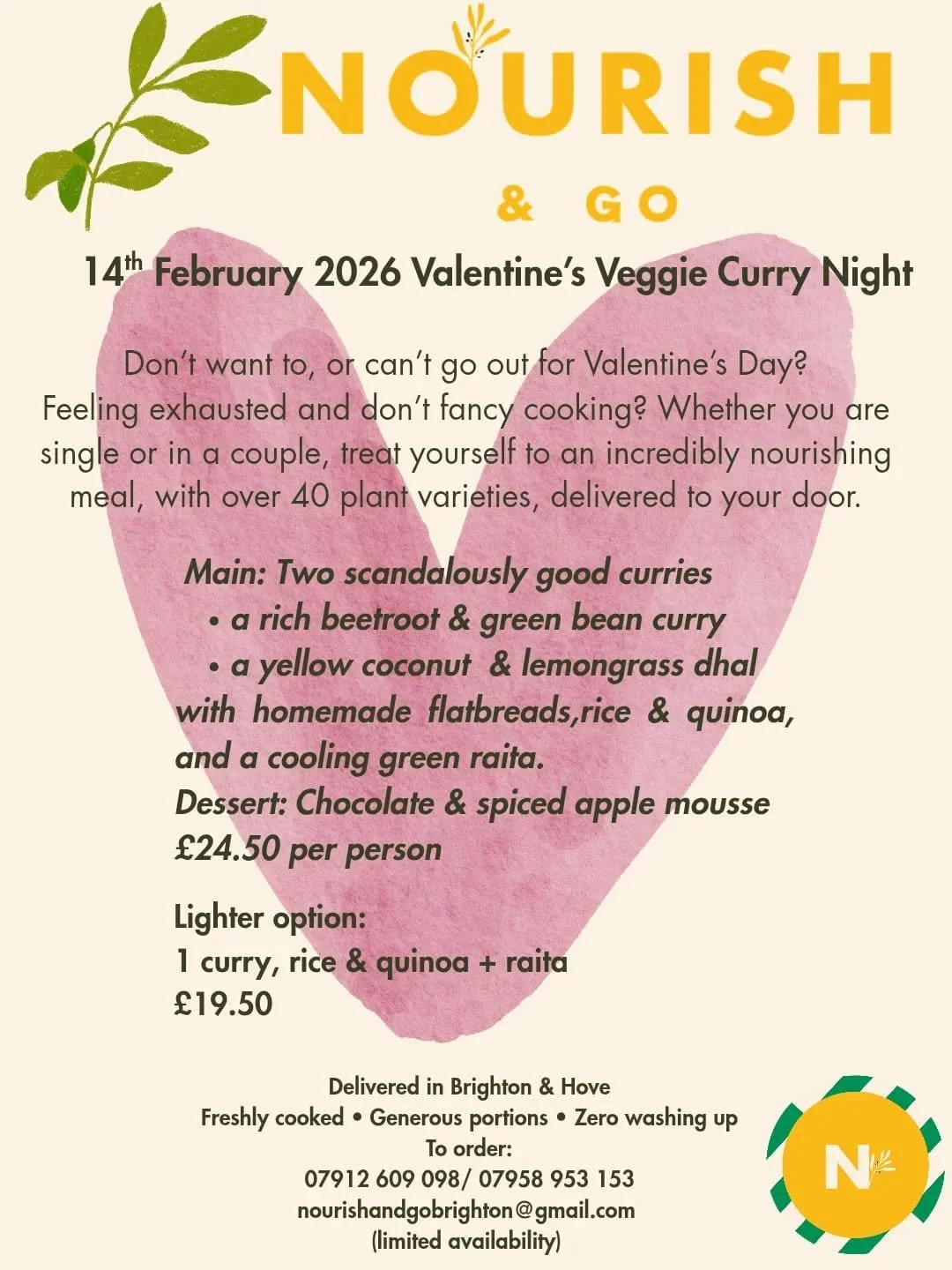 Let us nourish you this valentines day,
For anyone in Brighton &amp; Hove.
Dm us for any more info and to book your slot. 
So much love for this menu 😍 

#valentinemeal #nourishandgobrighton #plantpoints