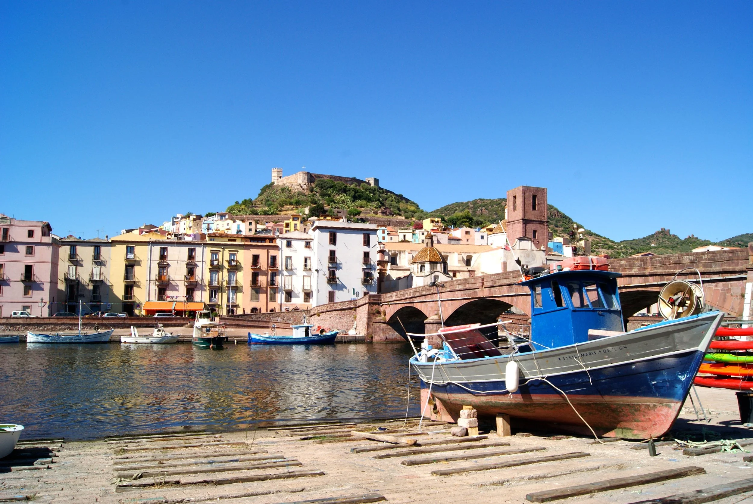 bosa river sardinia boats castle