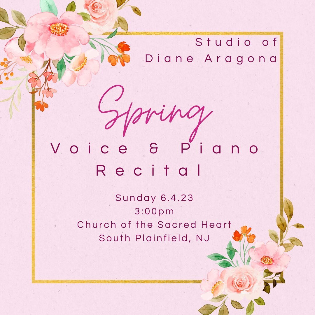 Ms. Diane is holding her studio&rsquo;s annual Spring Voice &amp; Piano Recital on Sunday June 4 at 3pm. We hope to see you there! 🎶 
&bull;
Parents - the deadline to confirm participation is this Friday 4/28.