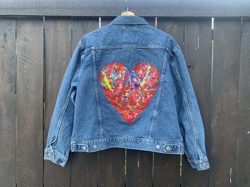 Custom Painted Levi's Women's Trucker Jacket with Paint Splattered Heart —  The Sasha Project LA