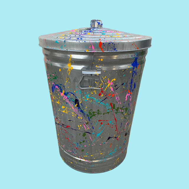 Metal Trash Can with Lid (30 gallon size) Splatter Painted by Sasha - NO  DELIVERY/PICK UP ONLY IN Los Angeles — The Sasha Project LA