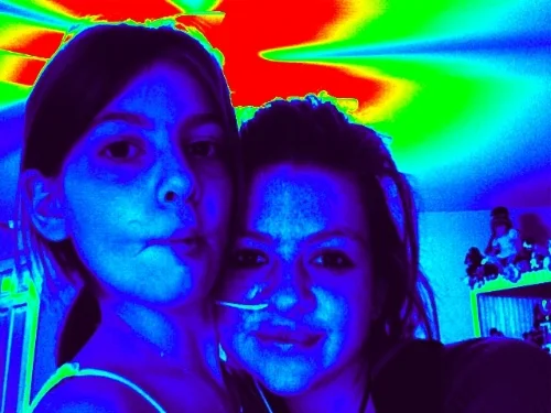 The only photo I took with my feeding tube with my little sister--let me tell you guys, it brought all the boys to the yard. 