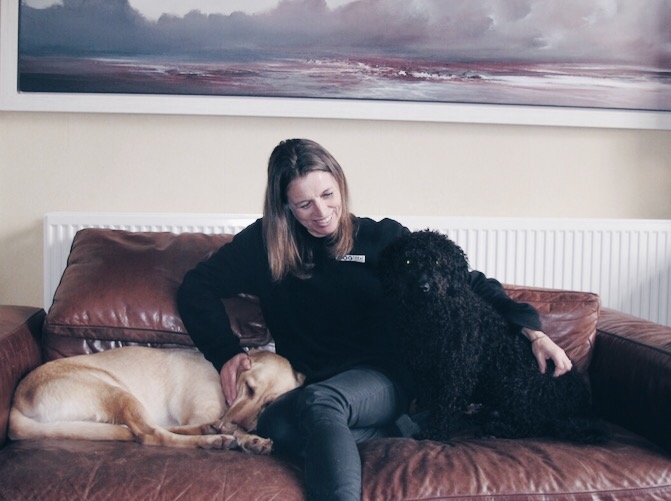Sarah Halliwell, pictured here with her adorable pooches, chief taser - Frosty and Pedro the Spanish water dog. 