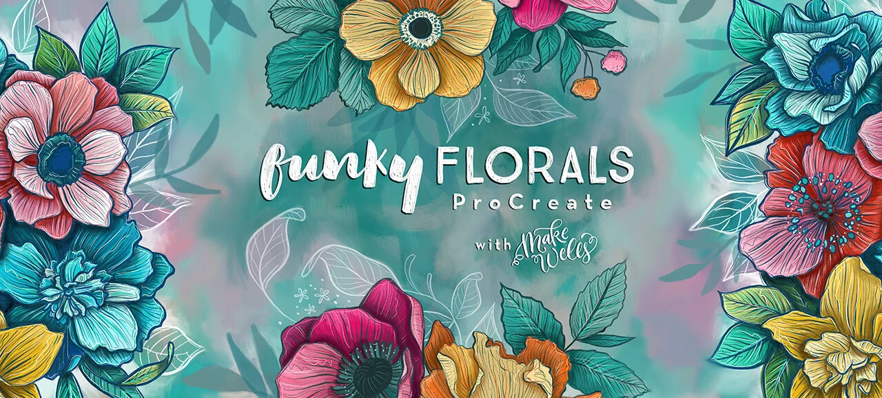 Funky Florals Procreate online art course by Megan Wells