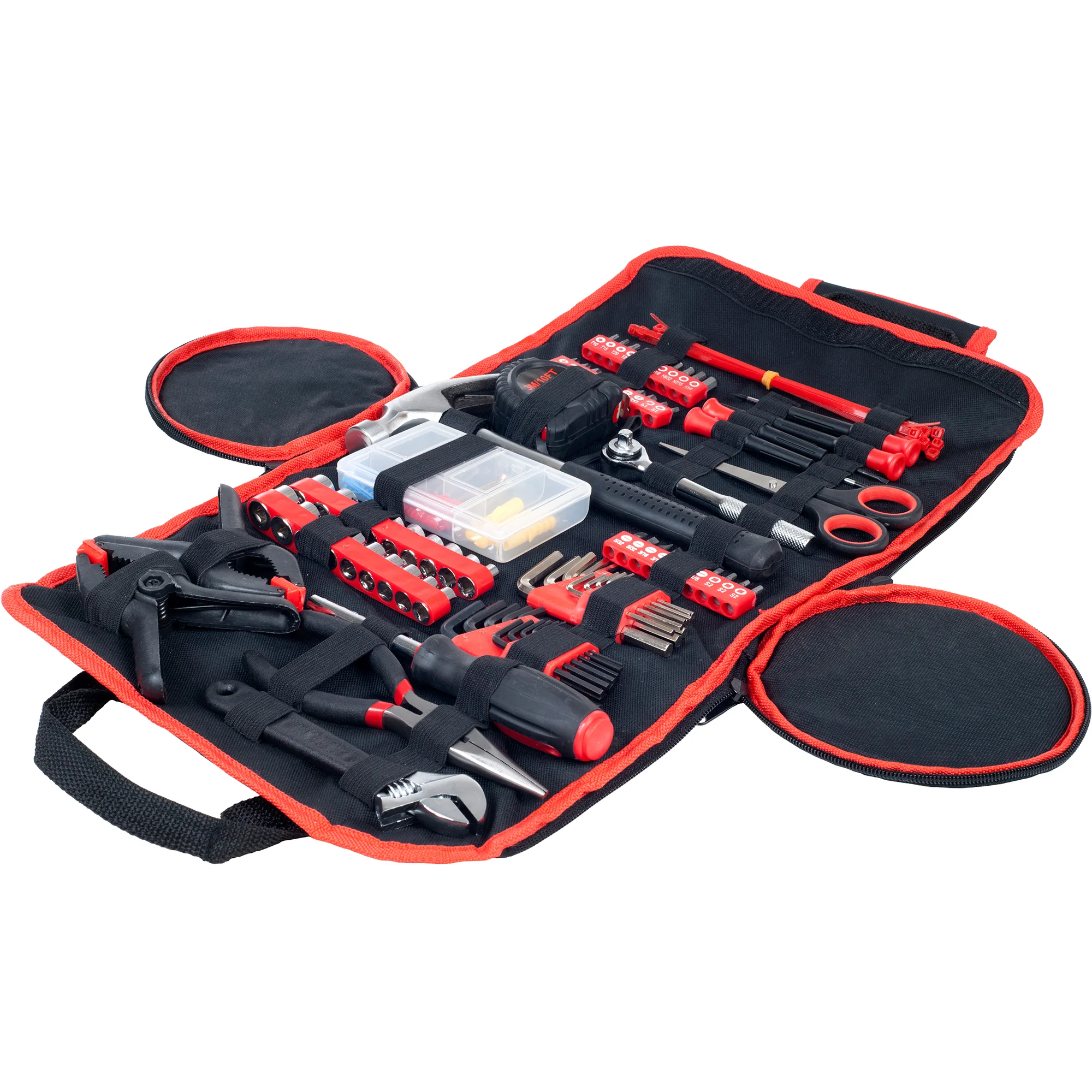 Stalwart 86 Piece Tool Kit - Household Car & Office in Roll Up Bag