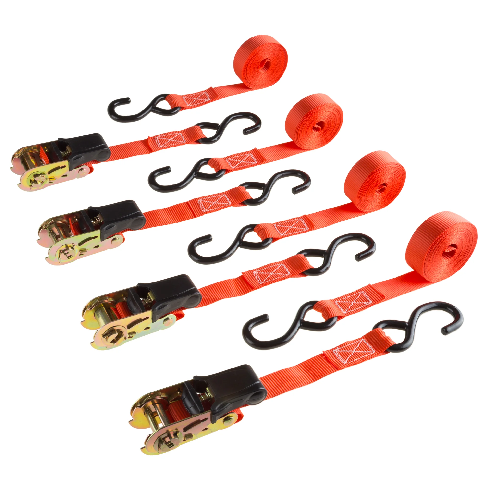Stalwart 4 Pack Ratchet Tie Down Straps - 15 Ft. - 500 Lb Load