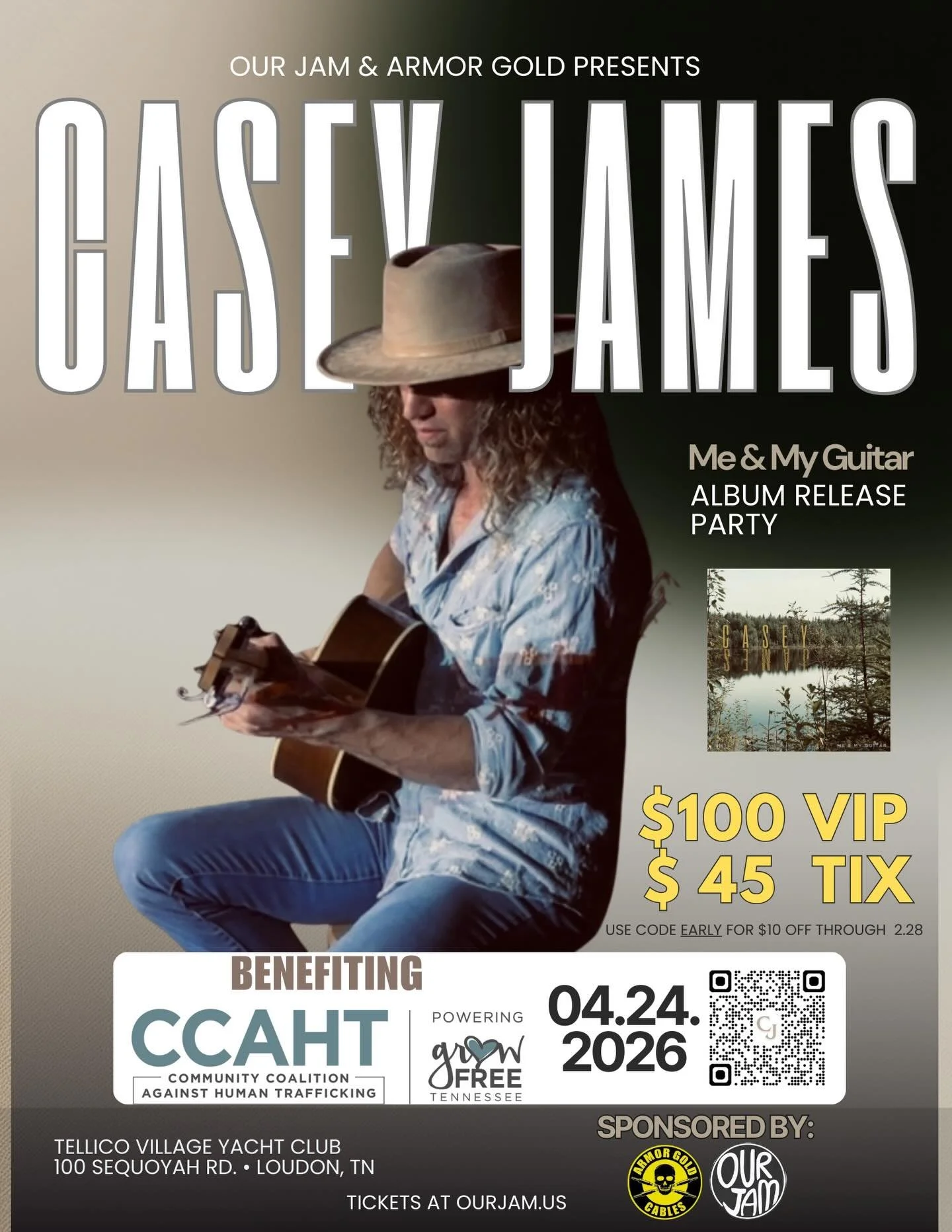 New Acoustic Album Out April 24! Come hang with me and the fam April 24Th at the Tellico Village Yacht Club. 

"Casey&rsquo;s acoustic album release party promises to be a night filled with soulful music and meaningful impact, as it is set to be