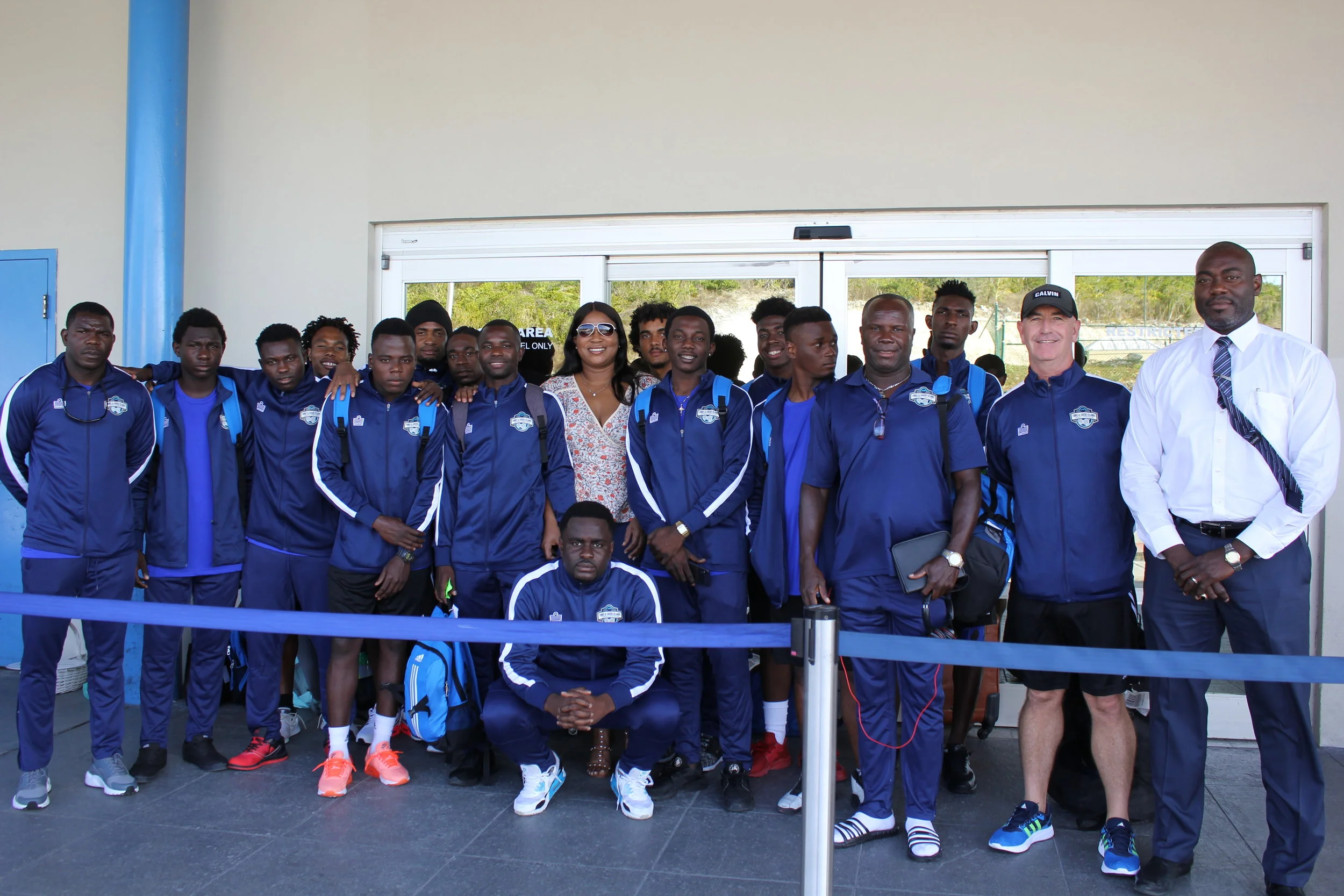 National Team Arrival with TCIFA President Sonia Bien-Aime, and Director of Sports Jarette Forbes.