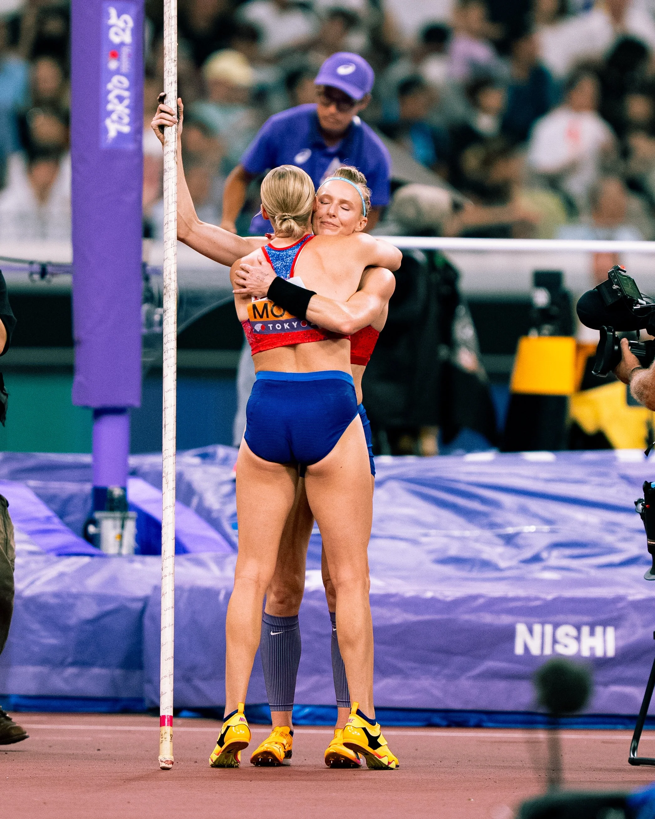 Katie Moon and Sandi Morris. Photo by Tyler DeWaard.