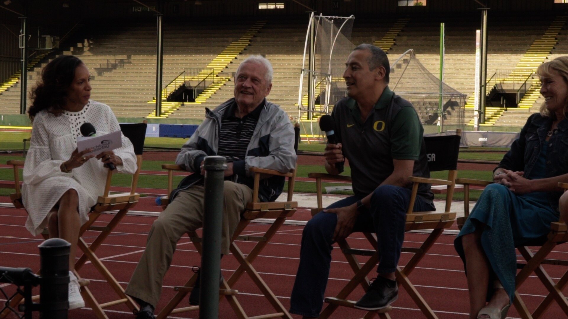 From left to right: Sasha Spencer-Atwood, Bill Dellinger, Rudy Chapa and Mary Slaney (Photo: Nick Lackides/TrackTown USA)